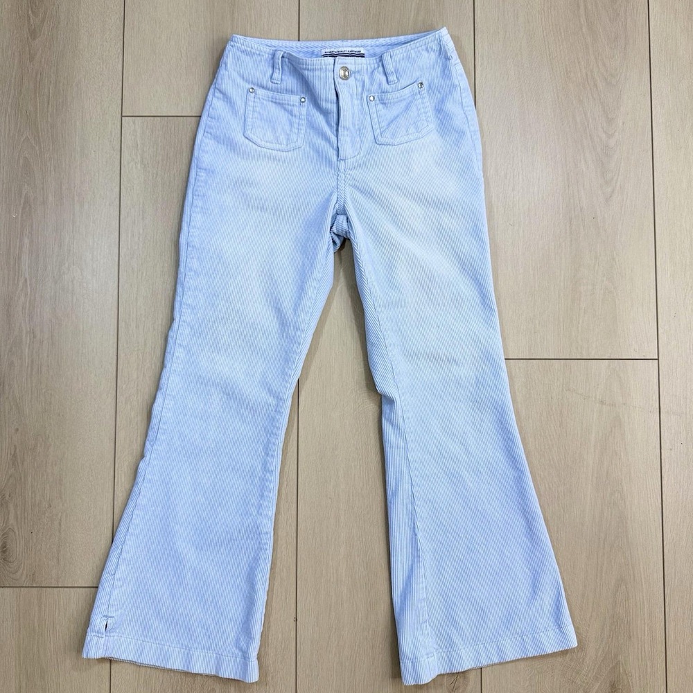 VTG Y2K Limited Too Girls Sz 8 Light Blue Corduroy Pants Flare 2000s Low Rise